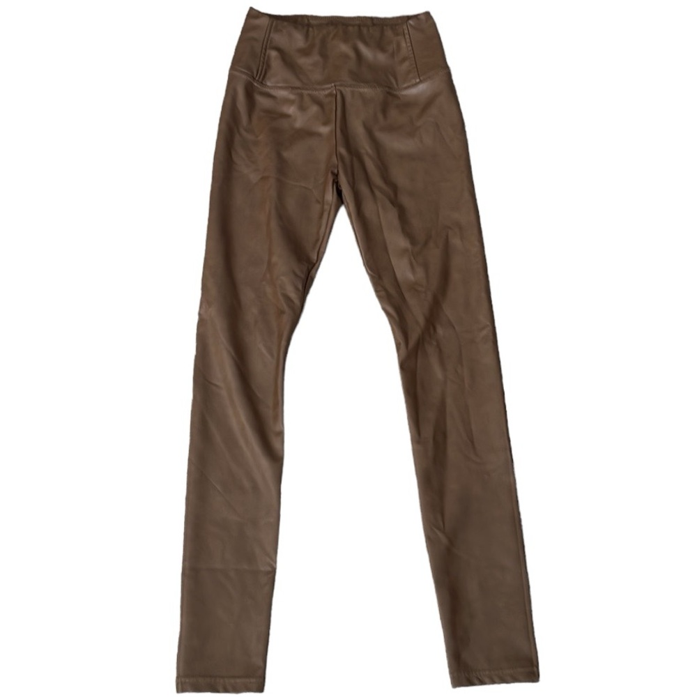 7 For All Mankind Brown High Waisted Leather Leggings